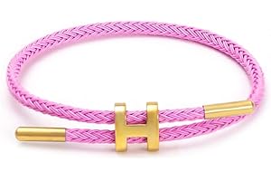 PPbuky Steel Bracelet Link, Adjustable H-shape Wire Rope Bracelet, Lucky Jewelry with Titanium Buckle for Birthday, Valentine's, Graduation, Fashion Gift for Women, Men, Lovers, Friends