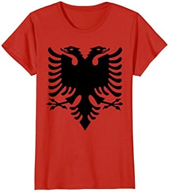 Womens Albanian Flag Double Eagle T Shirt Red Small Red