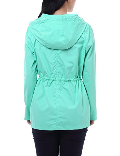 Vessos Womens Hooded Waterproof Active Outdoor Rain Jacket Windbreaker Blue Medium