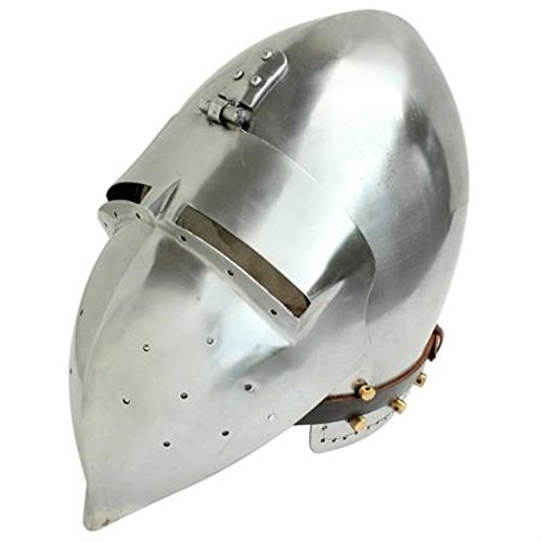 Battle Ready Fully Functional Medieval Bascinet Klappvisor Polished Steel Helmet Costume LARP
