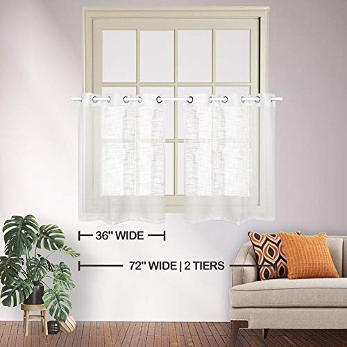 Rayzon White Sheer Curtains For Kitchen Tier Curtains Window