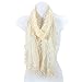 AN Elegant Fashion Leafy Lace Scarf Womens With Tassels Solid Color Cream