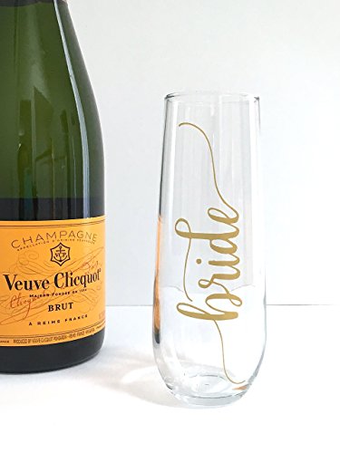 Gold Bride Champagne Flute - Bachelorette - Engagement Gift - Thumbnail 4