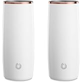 SNOWFOX Premium Vacuum Insulated Stainless Steel Cocktail Glass/Drink Tumbler, Set of 2, Drinks Stay Icy Cold, Thermal Highball Glasses, Elegant Home Entertaining, Classic Barware, 14.5 oz, White/Gold