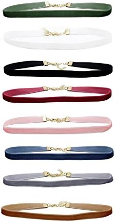 Happy Hours - 8 Different Color Velvet Necklace Set / Fashion Women Pendant Leather Choker Necklace