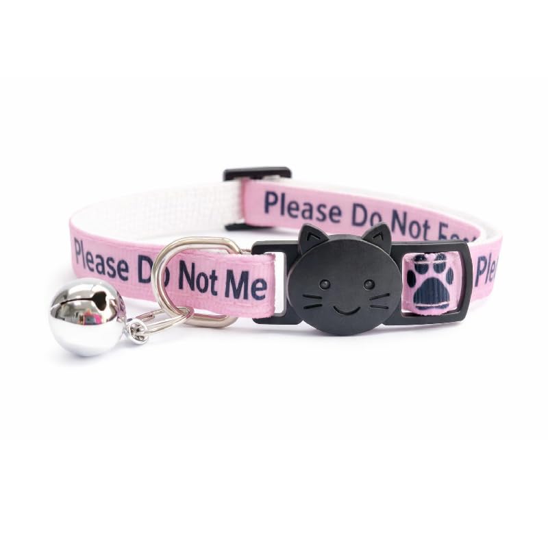 Worded Cat Collars with Bell – Please Do Not Feed Me, I Am Microchipped | Safe Quick Release Breakaway Buckle | Zacal Cat Collars (1. Pink, Please Do Not Feed Me, Pack of 1) — image 1