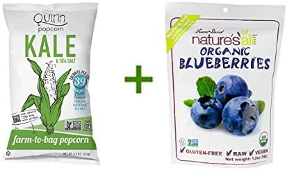 Quinn Foods Farm-To-Bag Popcorn Gluten Free Kale &amp; Sea Salt -- 4.3 oz, ( 4 PACK ), Nature's All Foods Organic Freeze-Dried Raw Blueberries -- 1.2 oz