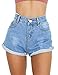 Women's Juniors Vintage Denim High Waisted Jeans Shorts