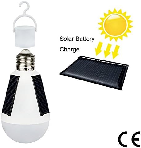 Solar Panel Powered LED Light Bulb Protable Lamp,Work for Hiking Reading Camping Tent Fishing Lighting,40W Equivalent 7W Daylight 5500K E27 E26 110V 120V 220V