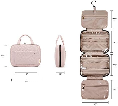 BAGSMART Toiletry Bag Travel Bag with Hanging Hook, Water-resistant Makeup Cosmetic Bag Travel Organizer for Accessories, Shampoo, Full Sized Container, Toiletries