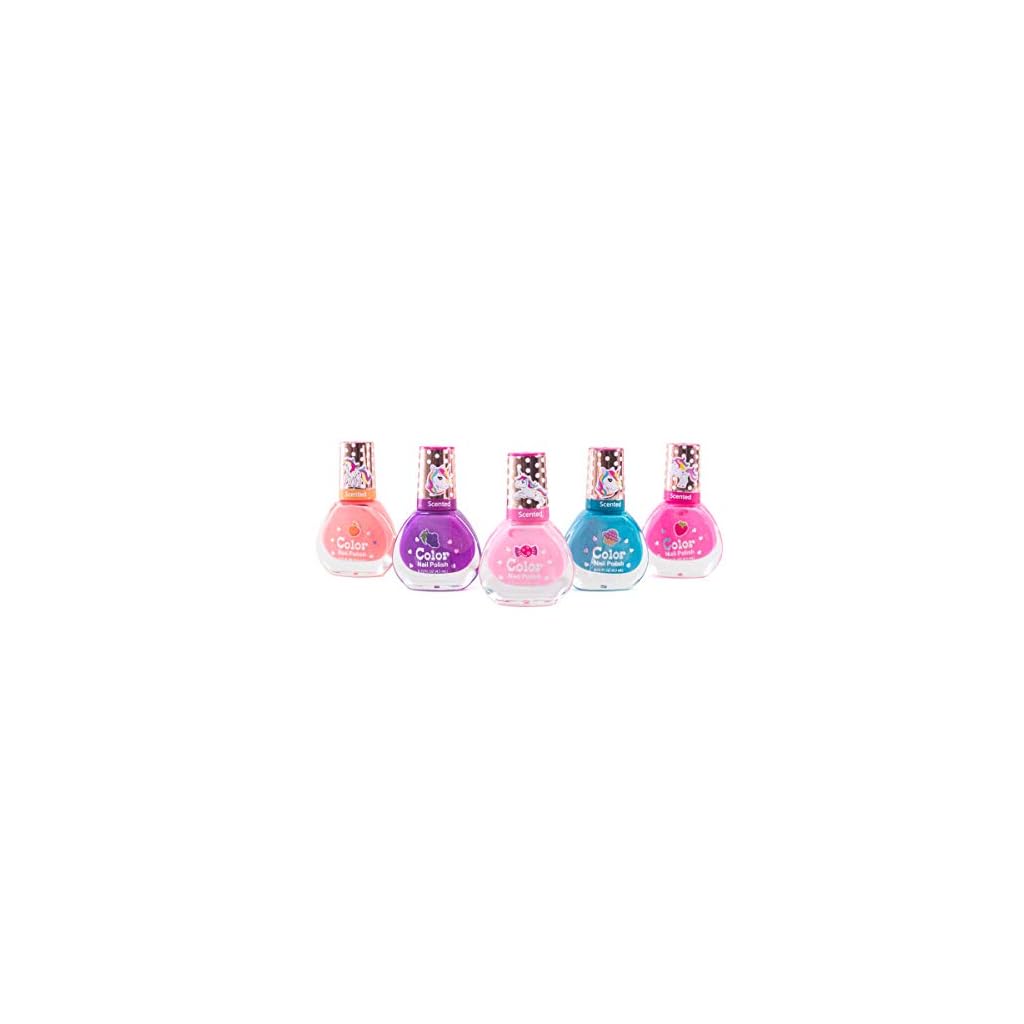 Hot Focus Unicorn Nail Art Gift Set - 112 Piece Scented Girls Nail Kit Includes Press On Nails ...