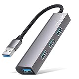 USB 4 Port 3.0 Hub, JSAUX Ultra Slim Aluminum High-Speed Data Transfer Hub Adapter Compatible with MacBook, Mac Pro/Mini, iMac, XPS, USB Flash Drive, Mobile HDD, Surface Pro, Notebook, PC and More
