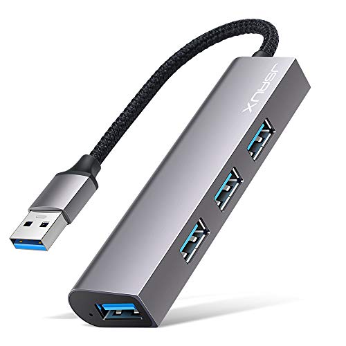 USB 4 Port 3.0 Hub, JSAUX Ultra Slim Aluminum High-Speed Data Transfer Hub Adapter Compatible with MacBook, Mac Pro/Mini, iMac, XPS, USB Flash Drive, Mobile HDD, Surface Pro, Notebook, PC and More