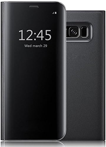 For Galaxy Note 5 Case,Ultra-thin Translucent Mirror Clear Luxury Shockproof Protective Metal Aluminum Flip Stand Cover Case for Samsung Galaxy Note 5 Black