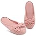 HomeTop Women’s Cozy Cashmere Cotton Closed Toe House Slippers With Cute Bow Accent (Medium/7-8 B(M) US, Pink)
