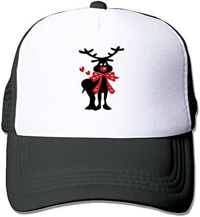 Jia De Ba Funny Christmas Reindeer hearts Vectro Art Red Hat,Christmas Hat,Awesome Hat Adult Trucker Cap Baseball Dad Mesh Hat Black