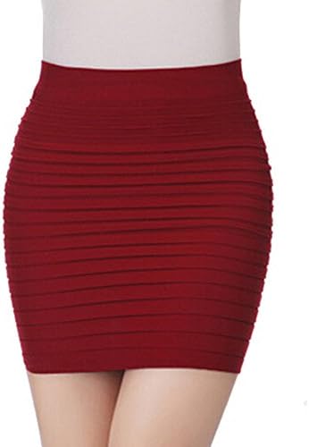 GGTFA Pleated Stretch Tight Hip Mini Pencil Skirt Business Wear Dark Red
