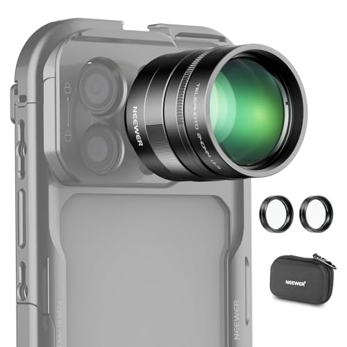 NEEWER 2x Converter with 200mm & 300mm Macro Lenses for Phone Camera Telephoto Lens Only, 7 Elements in 5 Groups, 17mm Thread Compatible with iPhone Android Samsung Xiaomi Phone Cage/Case, LS-79