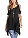 Adreamly Women's Cold Shoulder Short Sleeve Swing Loose Fit T-Shirt Tunic Tops Black X-Large