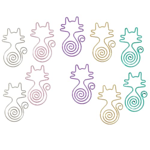 Cat Jumbo Paper Clips (2 Inch, 10 Pcs Assorted Colors Paperclips) Large Colored Office Supplies Cute Paper Clips