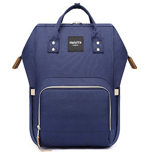 HaloVa Diaper Bag, Baby Nappy Bag, Large Capacity Mommy Daddy Travel Backpack, Blue