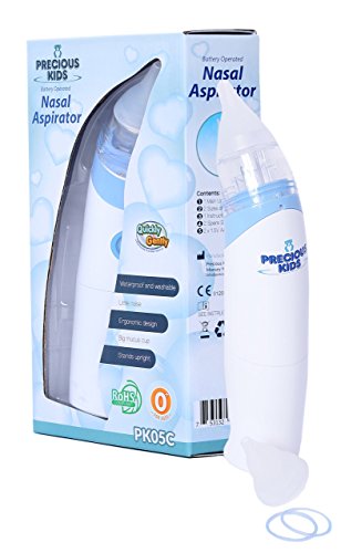 Baby Nasal Aspirator by Precious Kids: Ultimate Battery Operated Medical Grade Baby Snot Sucker/ Easy, Safe, Comfortable Application Baby Nasal Decongestant/ Free Your Babys Or Toddlers Stuffy Nose