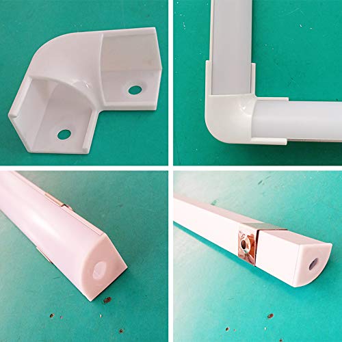 WOERFU 10-Pack V Shape Aluminium Profile Housing with Coupler,Diffuser, End Caps and Mounting Clips LED Strip Channel (V Shape C01)
