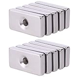 Neodymium Rectangular Pot Magnets with Counter Bore, Countersunk Hole Magnets with Mounting Screws-30x15X5MM （10 Pack） (30x15x5)