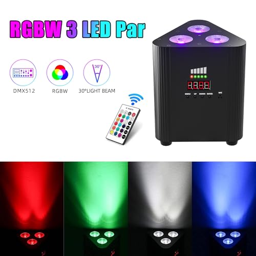 Rechargeable Wireless Par Lights 3X4W LED Uplighting RGBW 4 in 1 Stage Lights Battery Powered Remote and DMX Control Uplights for Events Party DJ Live Show Wedding Church 4Packs