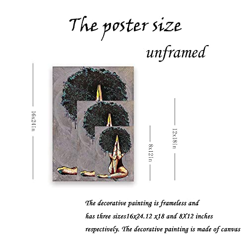 African American Wall Art Abstract Beauty Black Girl Picture Brown Canvas Print Artwork for Wall Decor Bedroom Bathroom Living Room (8x12in-Unframed,Black Queen)