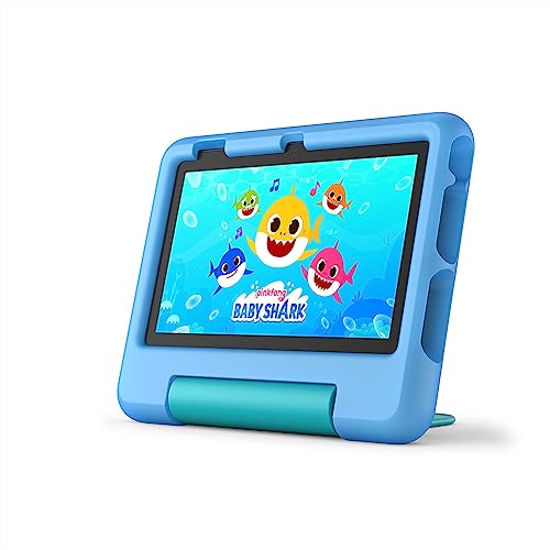 Amazon Fire 7 Kids tablet, ages 3-7. Top-selling 7" kids tablet on Amazon - 2022 | 6-months of ad-free content with parental controls included, 10-hr battery, 16 GB, Blue