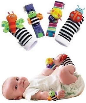 Onebest 4 x Baby Infant Soft Toy Wrist Rattles Hands Foots finders Developmental LAMAZE