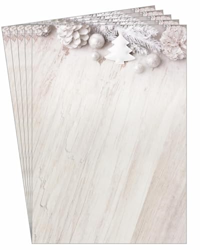 SIGEL DP673 Lot de 25 feuilles de papier à motif pommes de pin Beige/blanc 90 g/m² Format A4