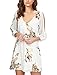 Noctflos Women's Casual 3/4 Sleeve V Neck Shift Dress Chiffon Short Party Dress