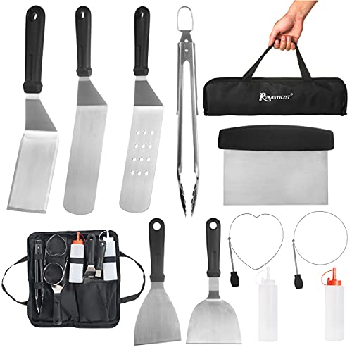 ROMANTICIST Flat Top Grill Accessories Set Black,Stainless Steel