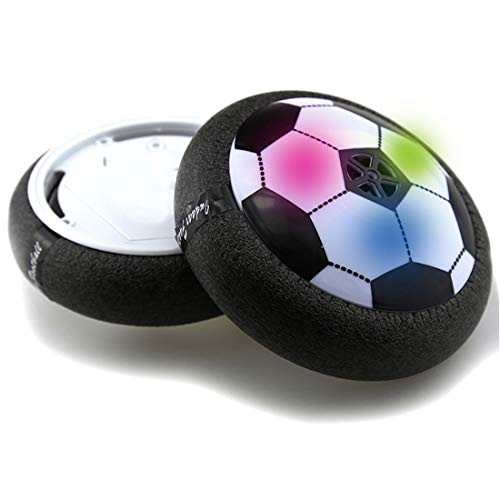 Syolee Kids Toys Air Power Soccer Training Football Soft Foam Bumpers Indoor Outdoor Disk Hover Ball Game with Colourful LED Lights and Music for Boys Girls Children