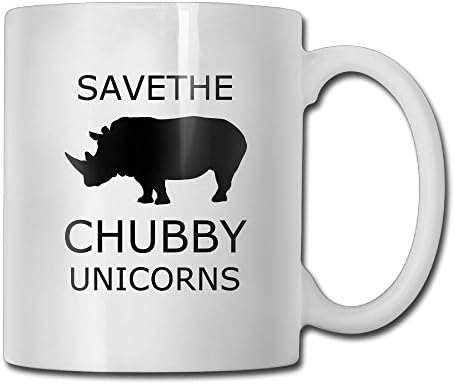 WEHIPUE Save The Chubby Unicorns Funny Rhino 11 OZ Coffee Mug Tea Cup White Best Gifts For Mens Or Womens