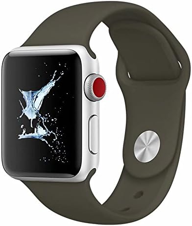 Andino Soft Silicone Wristband Sport Strap Replacement Band for iWatch Series 1 Series 2, Series 3, Sport, Edition 38mm S/M Dark Olive