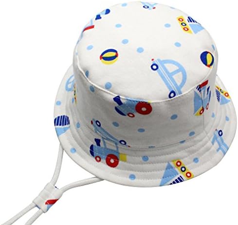Bucket Sun Hat Baby Kids Toddlers 50+ UPF Cartoon Bus Cotton Summer Fisherman Cap 2-4 Years