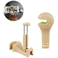 Doubmall Car Headrest Hooks -Premium Headrest Hangers Car Front Back Seat Hooks with Phone Holder,2 in 1 Universal Vehicle Car Seat Hanger Holder hook for Purse,Bag,Locker (Beige Set of 2)