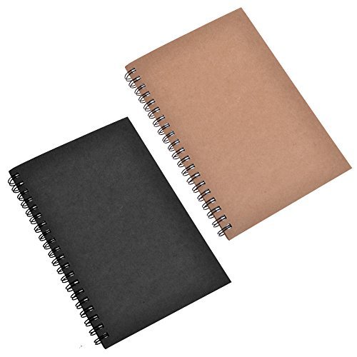 BCP Set of 2 Durable Paper Universal Sketch Pad Sketching Book Sketches Book Notebook for drawings and Sketch Journal (Black#Brown)
