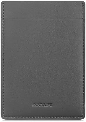 INJOYLIFE Minimalist Slim Wallet Credit Card Sleeve Leather for Men (Grey)