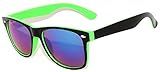 Black & Green – Two Tone Vintage Sunglasses Mirrored Blue Lens Retro