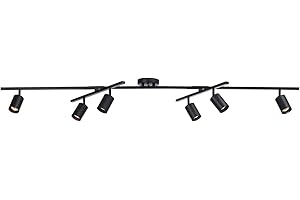 GLOBE Electric 59463 6-Light Track Lighting, Matte Black Finish, Center Swivel Bars, Adjustable Heads, Dimmable, GU10 Base, Modern Industrial Design