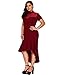 LALAGEN Women's Short Sleeves Plus Size Bodycon Mermaid Cocktail Dress Burgundy XL