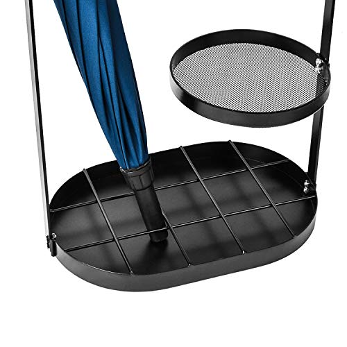 image for Sekera Black Metal Umbrella Stand Rack, Assembled Umbrella Storage Hol