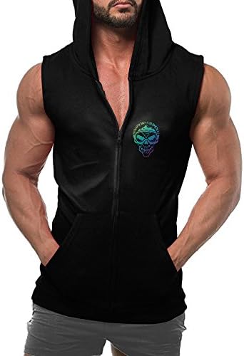 Snowboarding Skull Rainbow Men's Bodybuilding Shirt Sleeveless Zipper Hoodie Fashion Sportswear