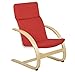 ECR4Kids Natural Bentwood Children's Table and Chair, Birch Finish with Red Cushions (3-Piece Set)
