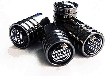 RacePace Deluxe Black Valve Dust Caps - Set of 4. V40 V60 V90 S60 S40 V70 XC70 XC60 XC90 Cross Country Polestar