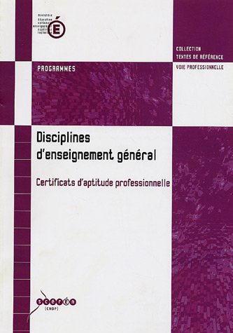 Certificats d'aptitude professionnelle, Disciplines d'enseignement général